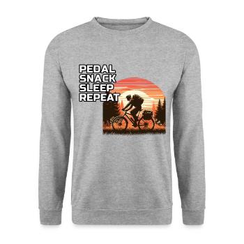Retro Sunset Bikepacking Adventure Forest Trail - Unisex Sweatshirt - salt & pepper - Front - Alina (178cm) & Michal (187cm)
