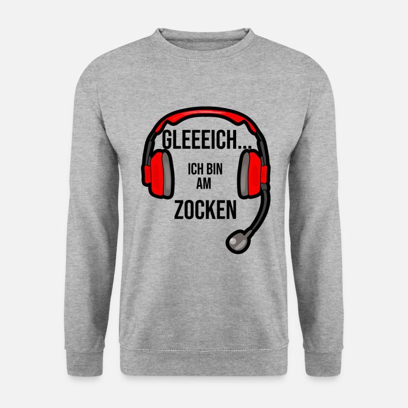 Gleich ich bin am zocken - Unisex Pullover - Weißgrau meliert