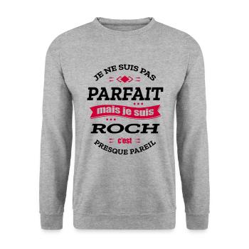 ROCH PARFAIT - PRENOM ROCH - Sweat-shirt Unisexe - gris chiné - Devant - Alina (178cm) & Michal (187cm)