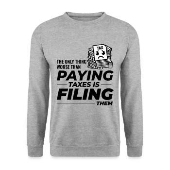 Taxing Humor: Paying and Filing Funny - Unisex Sweatshirt - salt & pepper - Front - Alina (178cm) & Michal (187cm)