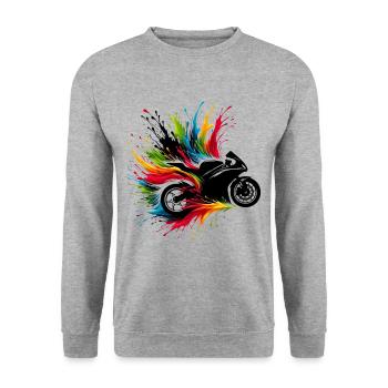 Motorrad Biker Passion - Unisex Pullover - Weißgrau meliert - Vorne - Alina (178cm) & Michal (187cm)