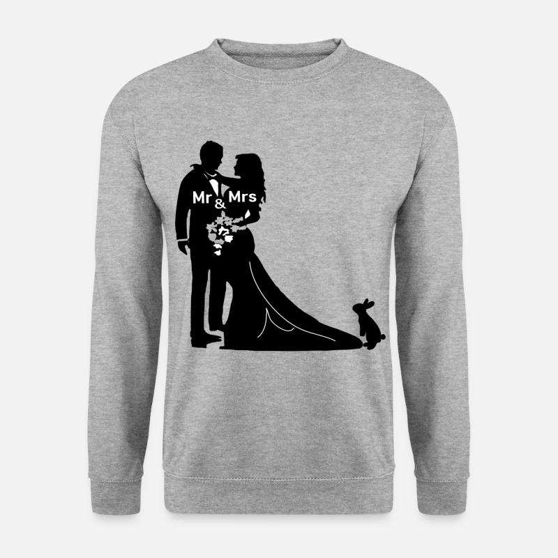 brautpaar mit hase - Unisex Pullover - Weißgrau meliert