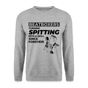 Beatboxing Musikalischer Humor Spucken Geschicklichkeit Humorvoll - Unisex Pullover - Weißgrau meliert - Vorne - Alina (178cm) & Michal (187cm)