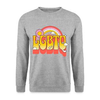 LGBTQ Arc-en-ciel Coloré Amour Fierté Gay - Sweat-shirt Unisexe - gris chiné - Devant - Alina (178cm) & Michal (187cm)