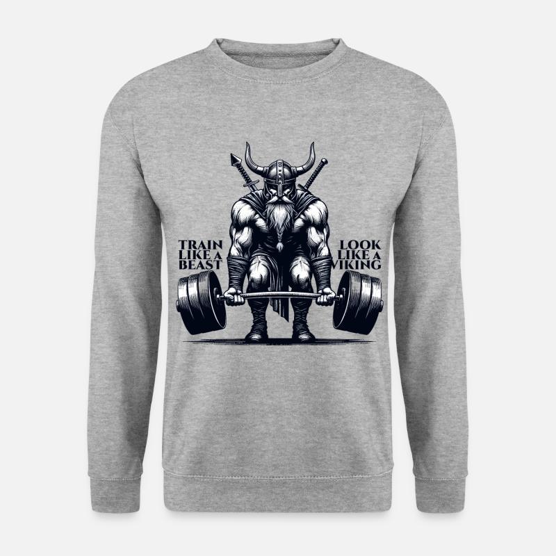 Wikinger Kreuzheben Geschenk - Unisex Pullover - Weißgrau meliert