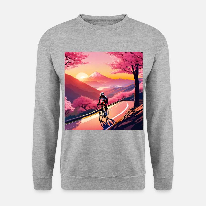 Kirschblütenzeit – Radtour - Unisex Pullover - Weißgrau meliert