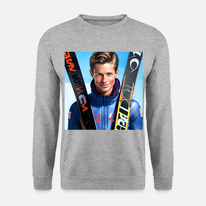 Skispringer - Unisex Pullover - Weißgrau meliert
