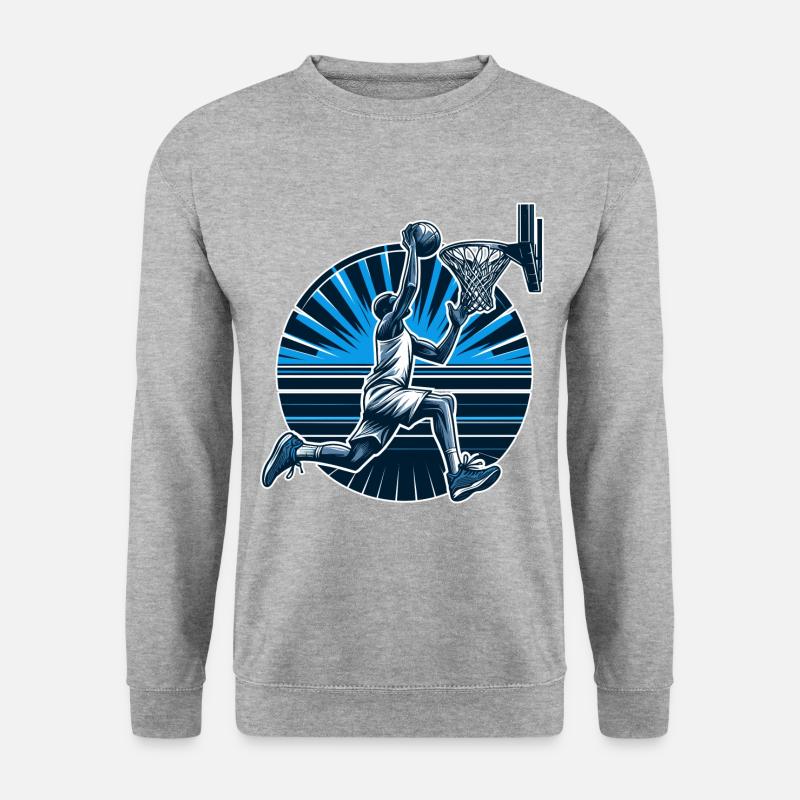 Basketball Dunking Geschenk - Unisex Pullover - Weißgrau meliert