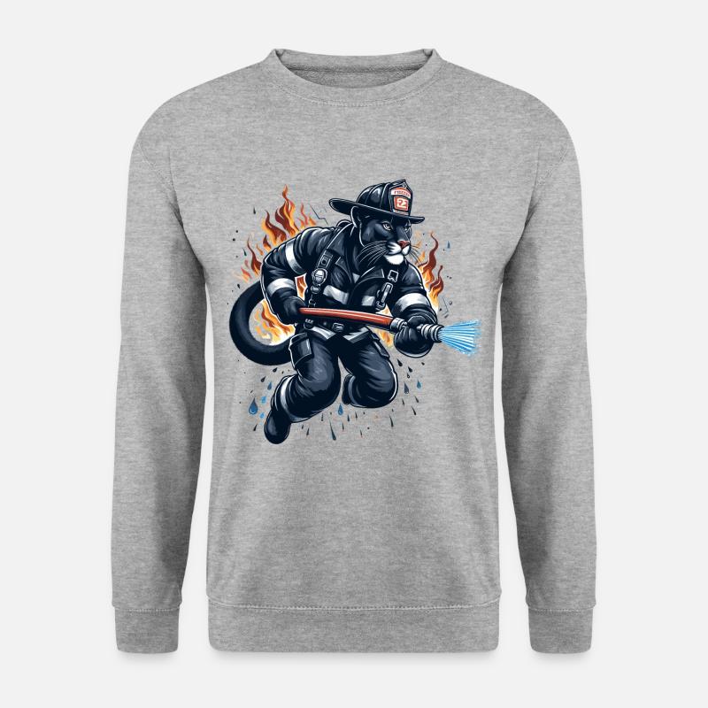Feuerwehr Panther Jaguar Geschenk - Unisex Pullover - Weißgrau meliert