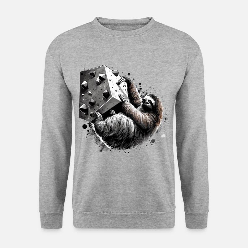 Bouldern Faultier Geschenk - Unisex Pullover - Weißgrau meliert