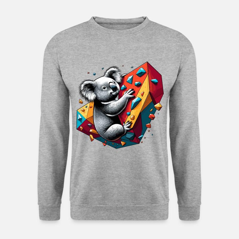 Bouldern Koala Geschenk - Unisex Pullover - Weißgrau meliert