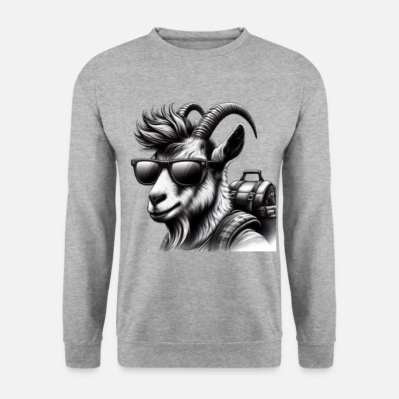 Hiking Goat 2 - Unisex Pullover - Weißgrau meliert