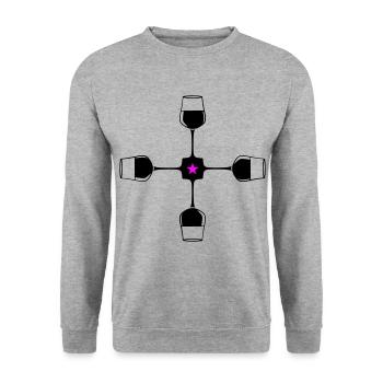 Wine Red Wine Glass - Unisex Sweatshirt - salt & pepper - Front - Alina (178cm) & Michal (187cm)