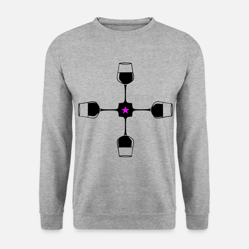 Wein Rotwein Glas - Unisex Pullover - Weißgrau meliert