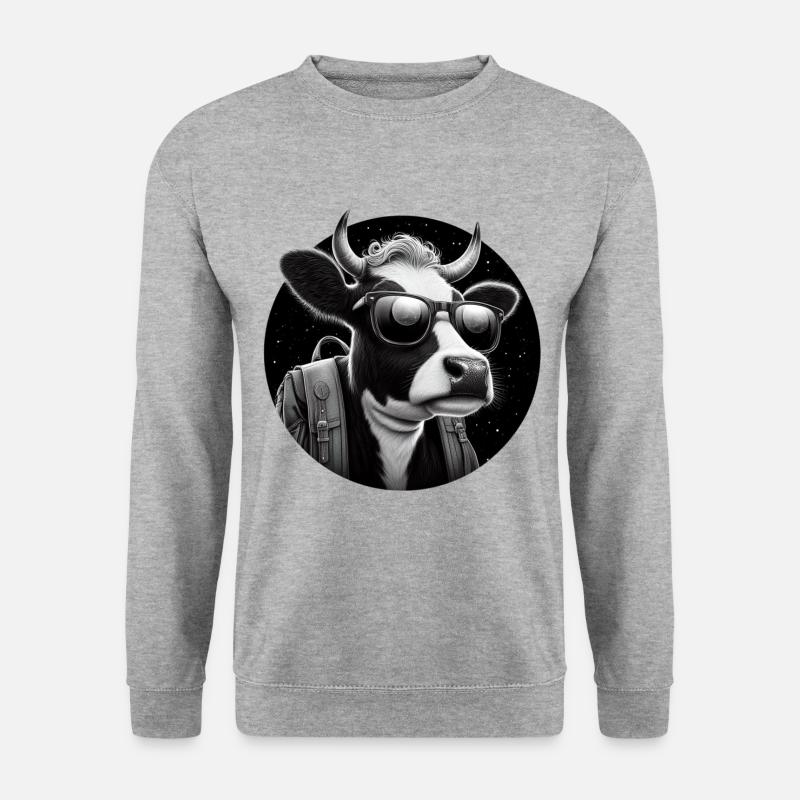 Hiking Cow 1 - Unisex Pullover - Weißgrau meliert