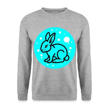 Hase Ostern Symbol - Unisex Pullover - Weißgrau meliert - Vorne - Alina (178cm) & Michal (187cm)