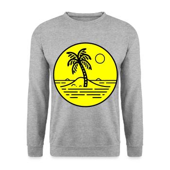 Plage de symbole de l’île des palmiers - Sweat-shirt Unisexe - gris chiné - Devant - Alina (178cm) & Michal (187cm)