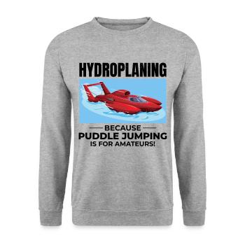 Hydroplane Boat Racing Humor Puddle Jumping Funny - Unisex Sweatshirt - salt & pepper - Front - Alina (178cm) & Michal (187cm)