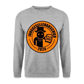 Junggesellenabschied 2024 Bier - Unisex Pullover - Weißgrau meliert - Vorne - Alina (178cm) & Michal (187cm)