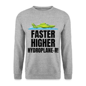 Hydro-Humor: Beschleunigen, Hoch hinaus im Rennsport - Unisex Pullover - Weißgrau meliert - Vorne - Alina (178cm) & Michal (187cm)