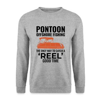 Pontonboot Motorboot Hochseefischen Lustig - Unisex Pullover - Weißgrau meliert - Vorne - Alina (178cm) & Michal (187cm)