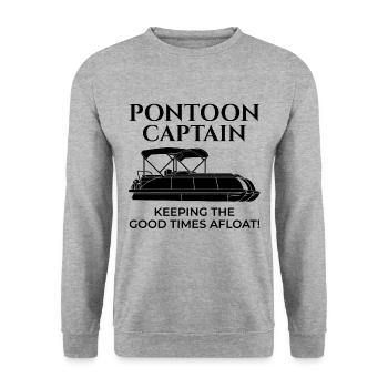 Pontonboot Kapitän Bootsfahrt Angeln Lustig - Unisex Pullover - Weißgrau meliert - Vorne - Alina (178cm) & Michal (187cm)