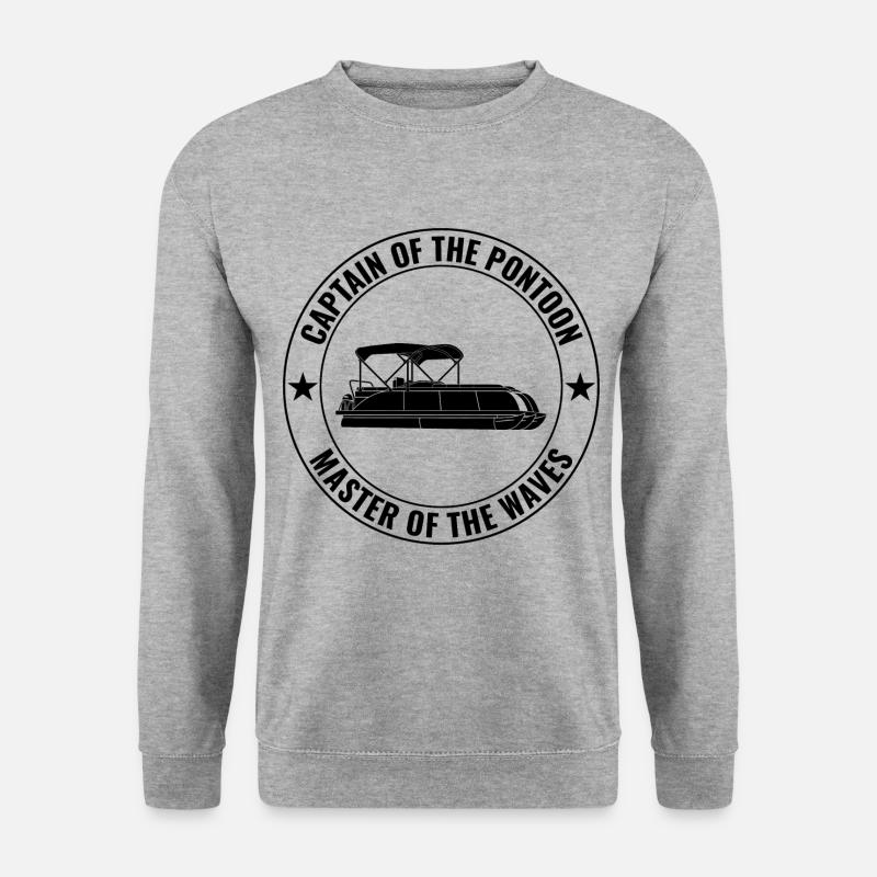 Pontonboot Kapitän Offshore-Bootsfahrt Lustig - Unisex Pullover - Weißgrau meliert