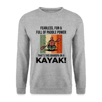 Kajakfahren Gradpa Kajak Kanu Kajakfahrer Lustig - Unisex Pullover - Weißgrau meliert - Vorne - Alina (178cm) & Michal (187cm)