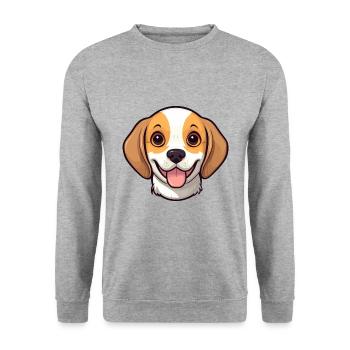 Beagle Dog Breed Watercolor Cartoon Kawaii Clipart - Unisex Sweatshirt - salt & pepper - Front - Alina (178cm) & Michal (187cm)