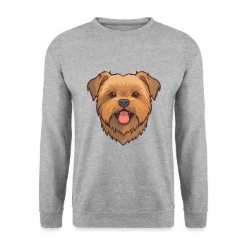 Norfolk Terrier Dog Breed Watercolor Cartoon Kawai - Unisex Sweatshirt - salt & pepper - Front - Alina (178cm) & Michal (187cm)