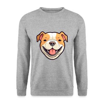Pitbull Dog Breed Watercolor Cartoon Kawaii Clipar - Unisex Sweatshirt - salt & pepper - Front - Alina (178cm) & Michal (187cm)