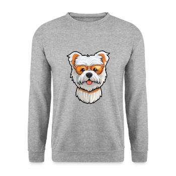 West Highland White Terrier Hunderasse Aquarell C - Unisex Pullover - Weißgrau meliert - Vorne - Alina (178cm) & Michal (187cm)