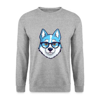 Husky sibérien chien race aquarelle dessin animé Kawaii - Sweat-shirt Unisexe - gris chiné - Devant - Alina (178cm) & Michal (187cm)