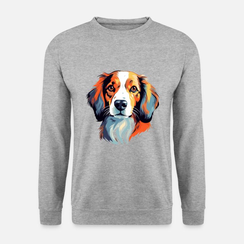 Kooikerhondje Hunderasse Aquarell Karikatur Kawaii - Unisex Pullover - Weißgrau meliert