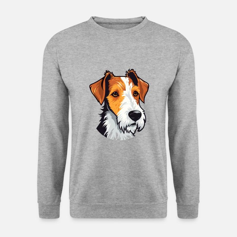 Foxterrier Hunderasse Aquarell Karikatur Kawaii Co - Unisex Pullover - Weißgrau meliert