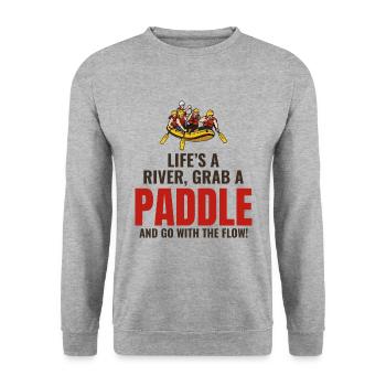 Rafting Team Floß Wildwasser Rafter Paddel Lustig - Unisex Pullover - Weißgrau meliert - Vorne - Alina (178cm) & Michal (187cm)