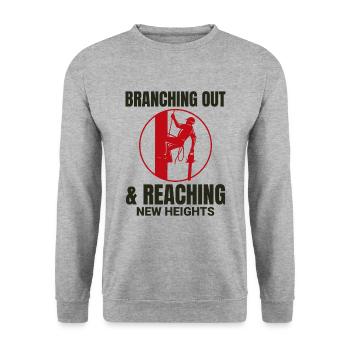 Baumpfleger Baumchirurg Kletterer Klettertrimmer - Unisex Pullover - Weißgrau meliert - Vorne - Alina (178cm) & Michal (187cm)