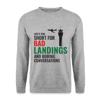 Air Traffic Controller ATC Aviation Humor Airplane - Unisex Sweatshirt - salt & pepper - Front - Alina (178cm) & Michal (187cm)