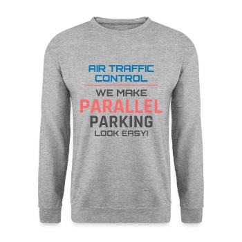 Air Traffic Controller ATC Aviation Humor Airplane - Unisex Sweatshirt - salt & pepper - Front - Alina (178cm) & Michal (187cm)