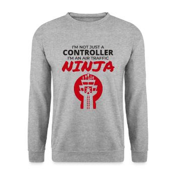 Air Traffic Controller Ninja ATC Aviation Humor - Unisex Sweatshirt - salt & pepper - Front - Alina (178cm) & Michal (187cm)