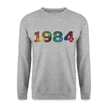 1984 Vintage - Unisex Pullover - Weißgrau meliert - Vorne - Alina (178cm) & Michal (187cm)