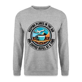 Air Traffic Controller Coffee ATC Aviation Humor - Unisex Sweatshirt - salt & pepper - Front - Alina (178cm) & Michal (187cm)