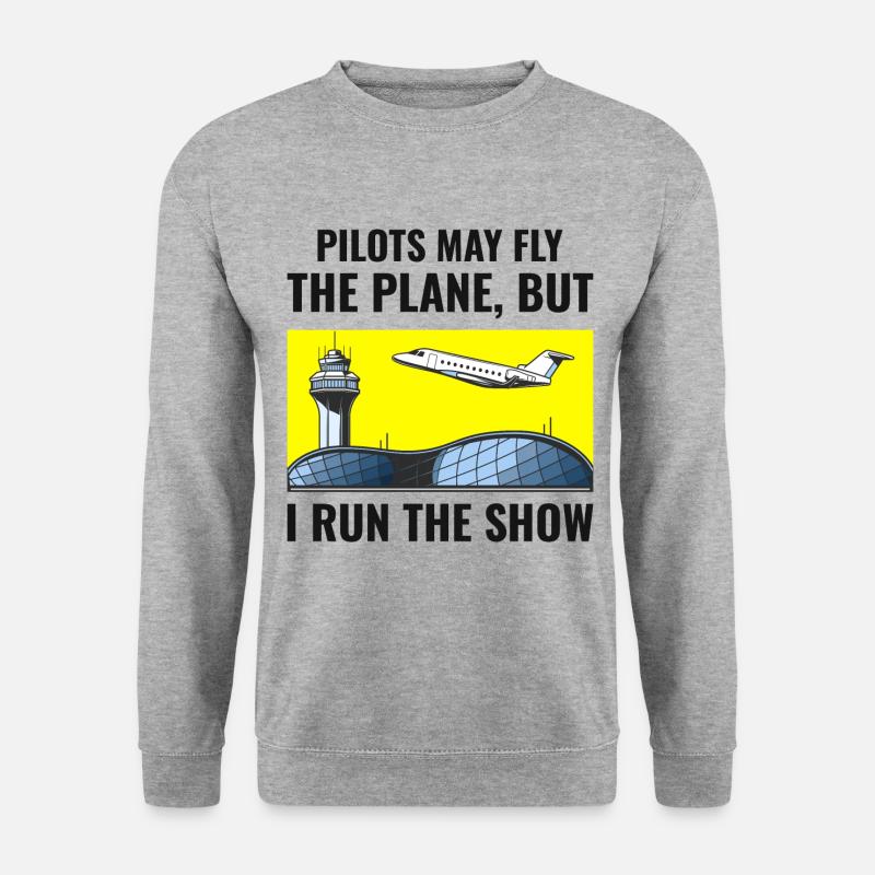 Fluglotse ATC Aviation Humor Flugzeug - Unisex Pullover - Weißgrau meliert
