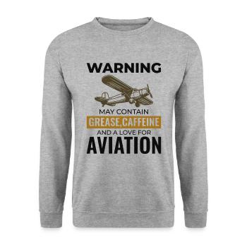 Fluggerätmechaniker Luftfahrttechniker Kaffee Humor - Unisex Pullover - Weißgrau meliert - Vorne - Alina (178cm) & Michal (187cm)