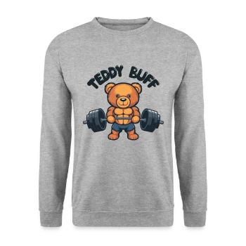 Teddy Bear Weight Lifting Gym Pun - Unisex Sweatshirt - salt & pepper - Front - Alina (178cm) & Michal (187cm)