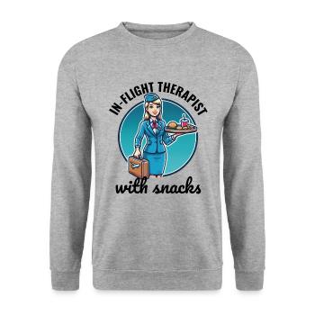 Flight Attendant Aviation Cabin Crew Airline Staff - Unisex Sweatshirt - salt & pepper - Front - Alina (178cm) & Michal (187cm)