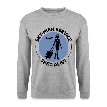 Flight Attendant Aviation Cabin Crew Air Hostess - Unisex Sweatshirt - salt & pepper - Front - Alina (178cm) & Michal (187cm)