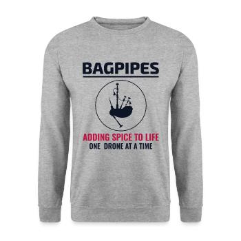 Dudelsackspieler Instrument Schottisch Schottland Musik - Unisex Pullover - Weißgrau meliert - Vorne - Alina (178cm) & Michal (187cm)