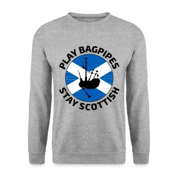 Bagpipe Player Instrument Scottish Scotland Flag - Unisex Sweatshirt - salt & pepper - Front - Alina (178cm) & Michal (187cm)