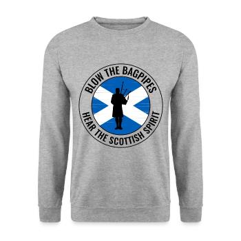 Instrument de joueur de cornemuse Musique écossaise - Sweat-shirt Unisexe - gris chiné - Devant - Alina (178cm) & Michal (187cm)